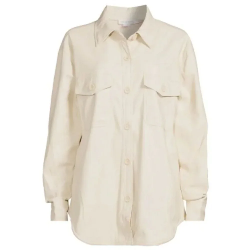 Good American Better Than Leather Faux Leather Shacket Bone Size 3/4=L/XL NWT - Picture 6 of 16